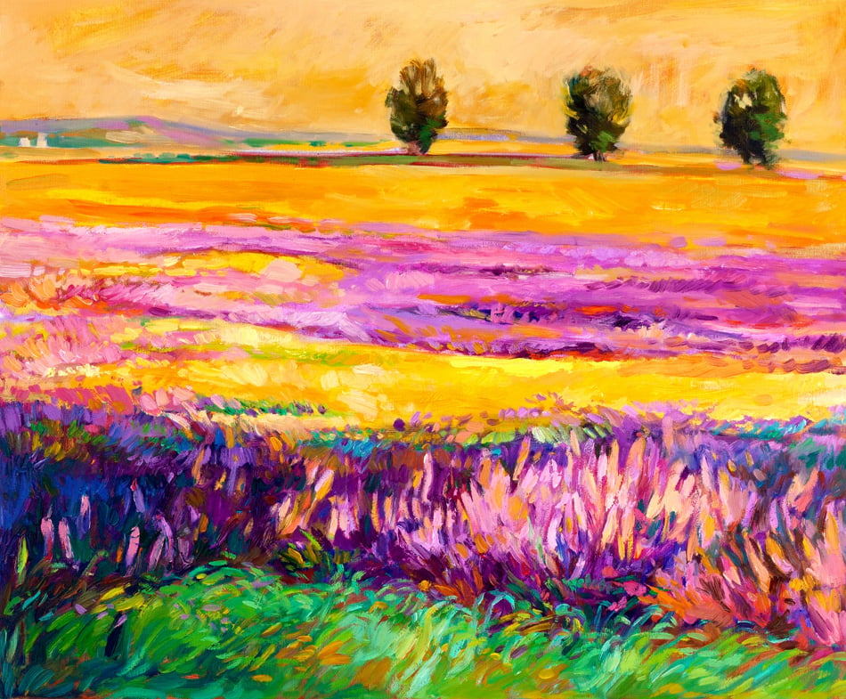Original oil painting of lavender fields on canvas