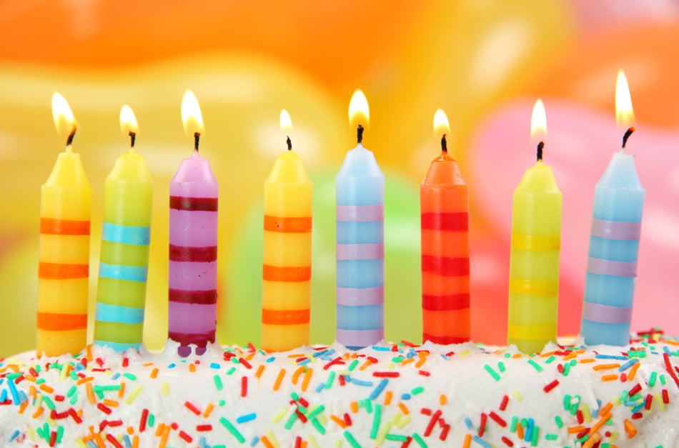 Birthday Candles On Colorful Background