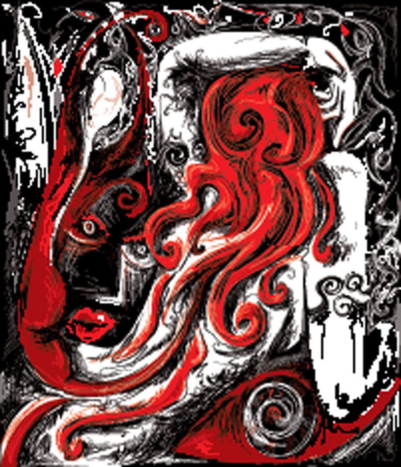 Red Hair Girl Abstract Art Vector