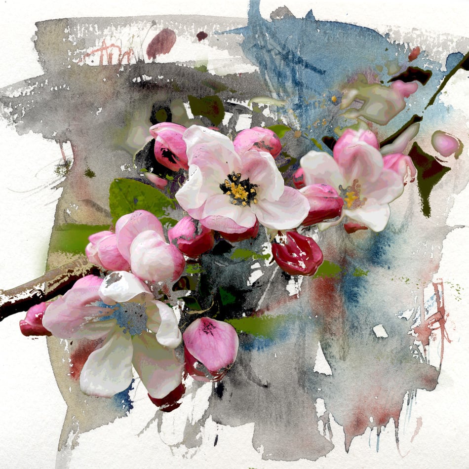 Spring flowers watercolor and mixed media