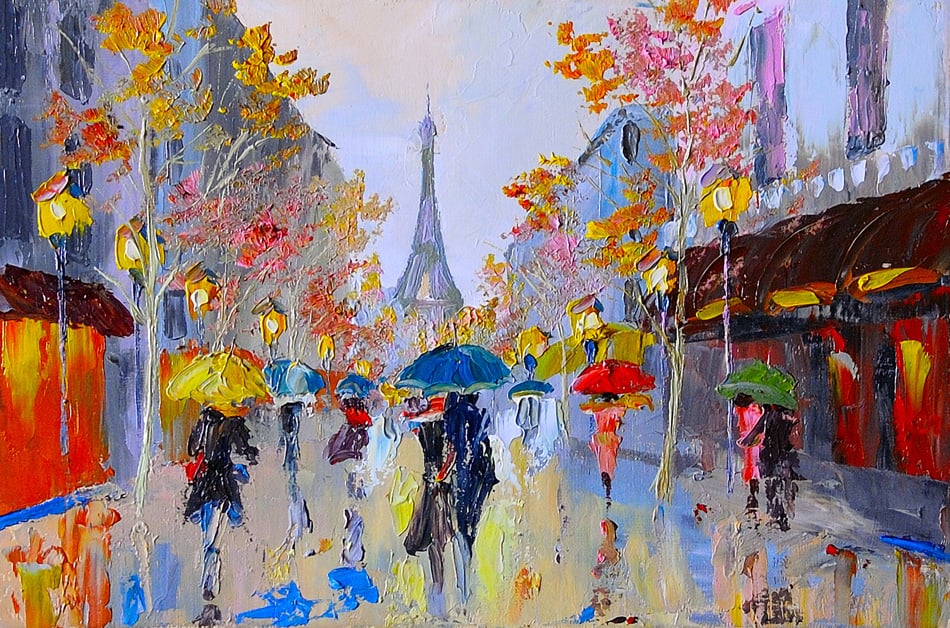 Oil painting of Eiffel Tower France