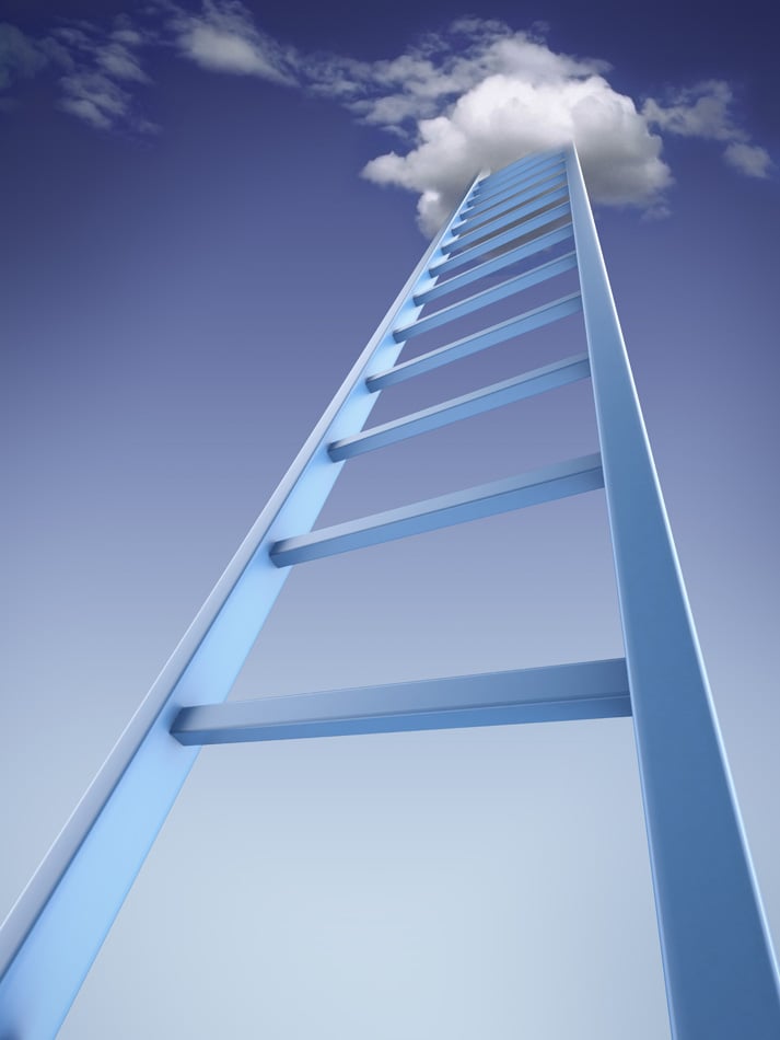 Cgi Ladder Into Sky Isolated On A White Background