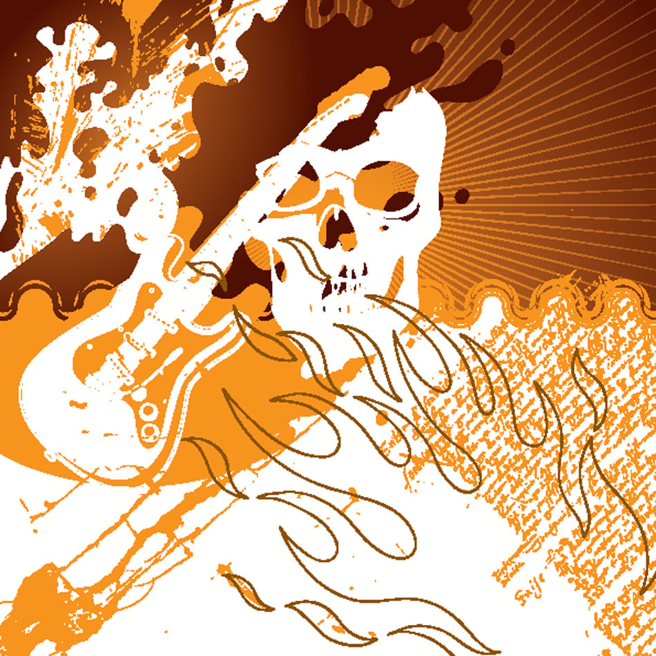 Grunge orange rock and roll background Vector illustration