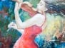 oil Painting a girl playing the violin