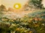 oil painting - sunrise in the field