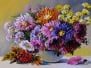 Oil painting on canvas - still life flowers on the table 1
