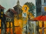 Oil painting - Street in rainy weather abstract art impressionism