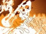 Grunge orange rock and roll background Vector illustration