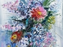Painting picture of blooming spring Bouquet oil painted on canvas