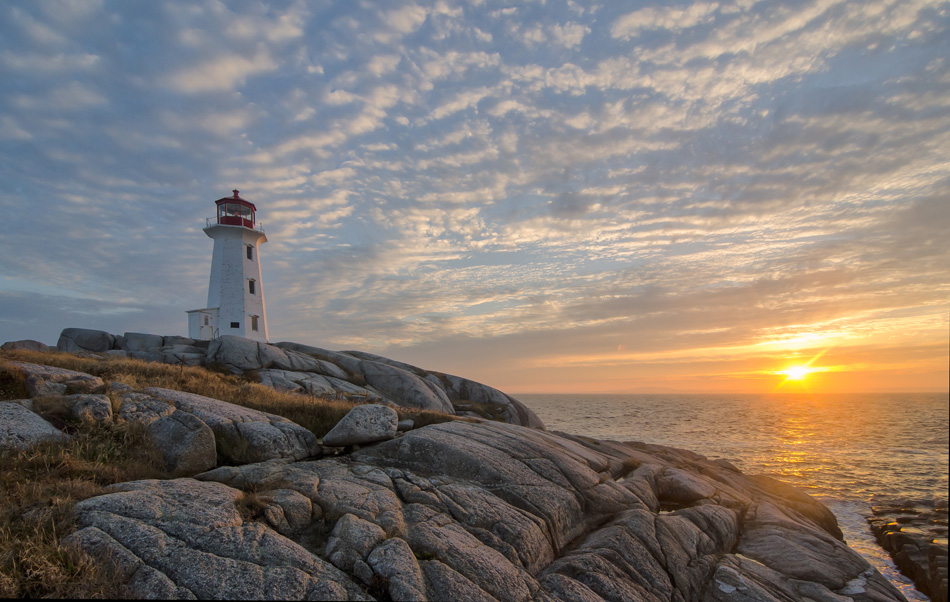 Sunset at the Lighthouse at Peggy's Cove Nova Scotia