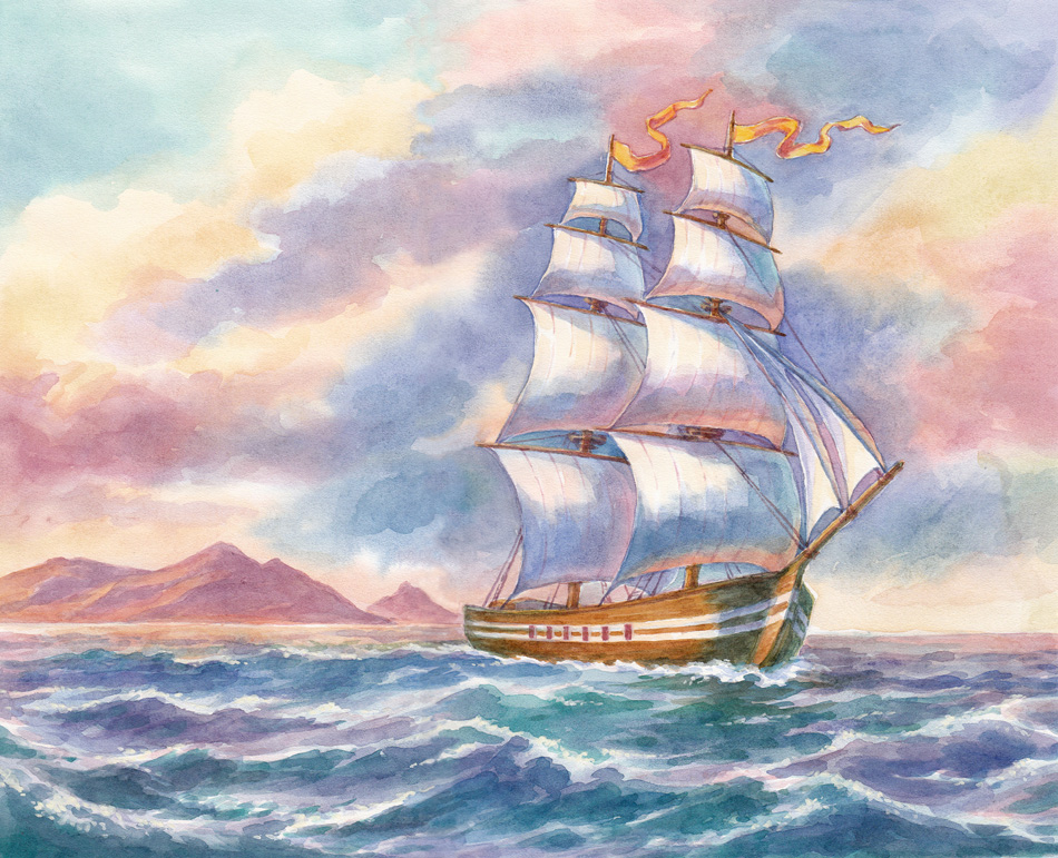 Ship Sailing Painting - Landscape Marine