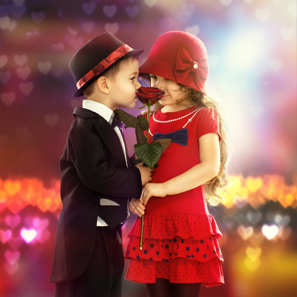 Lovely Little Boy Giving A Rose To Girl