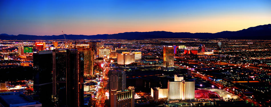 Las Vegas City Skyline Panorama With Sunset