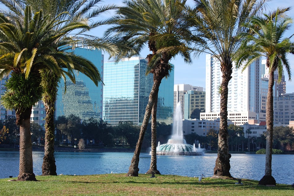 Orlando - Florida - Lake Eola And Palm Trees