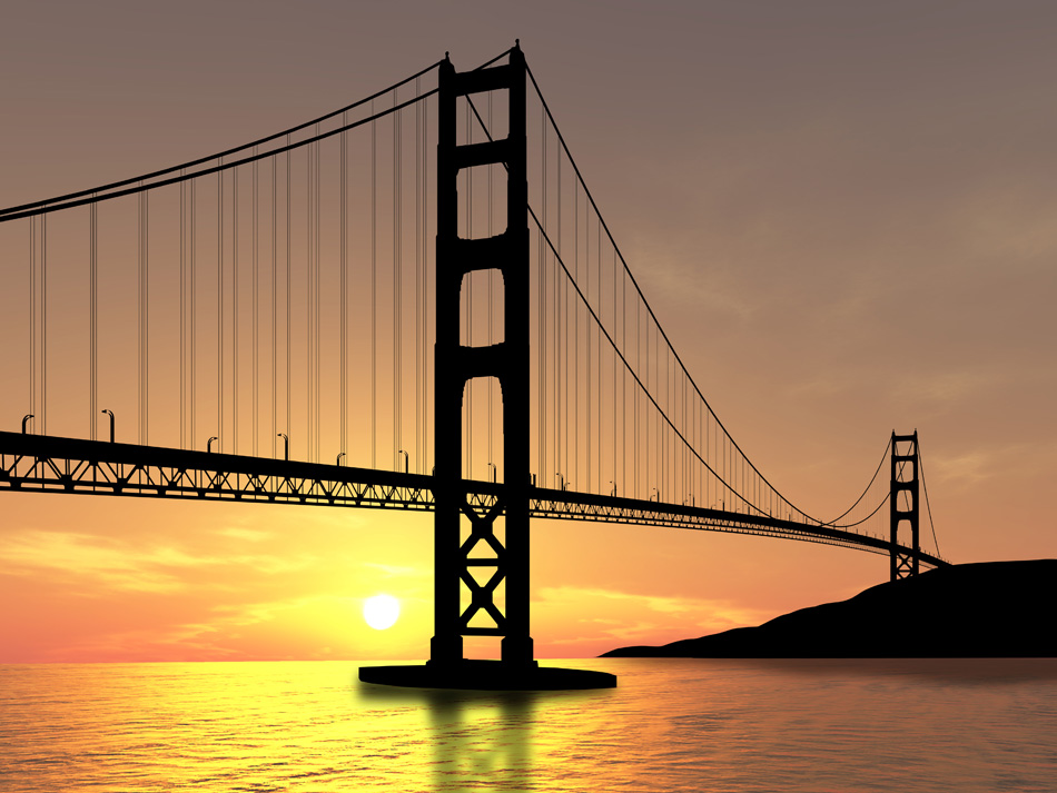 Golden Gate Bridge Over Sunset