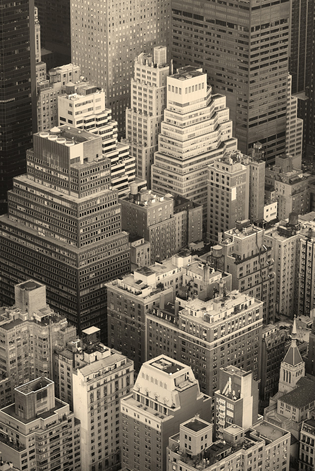 New York City Manhattan skyline aerial view black and white 1