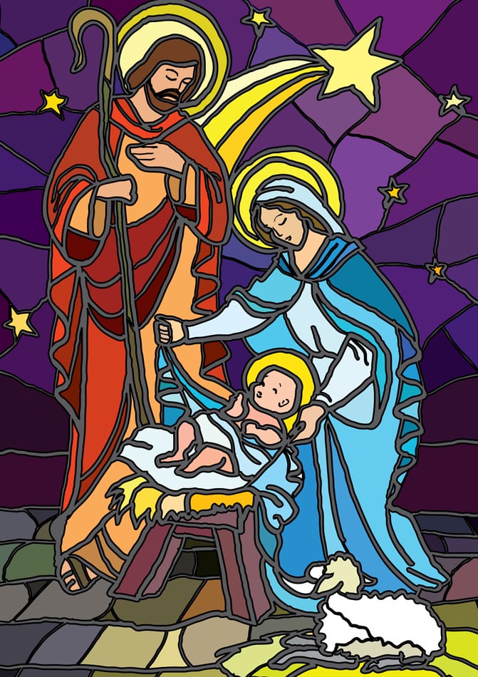 Nativity In Stained Glass