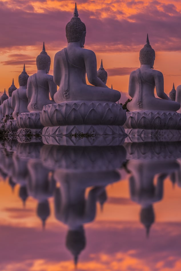 Buddha Statue On Sunset
