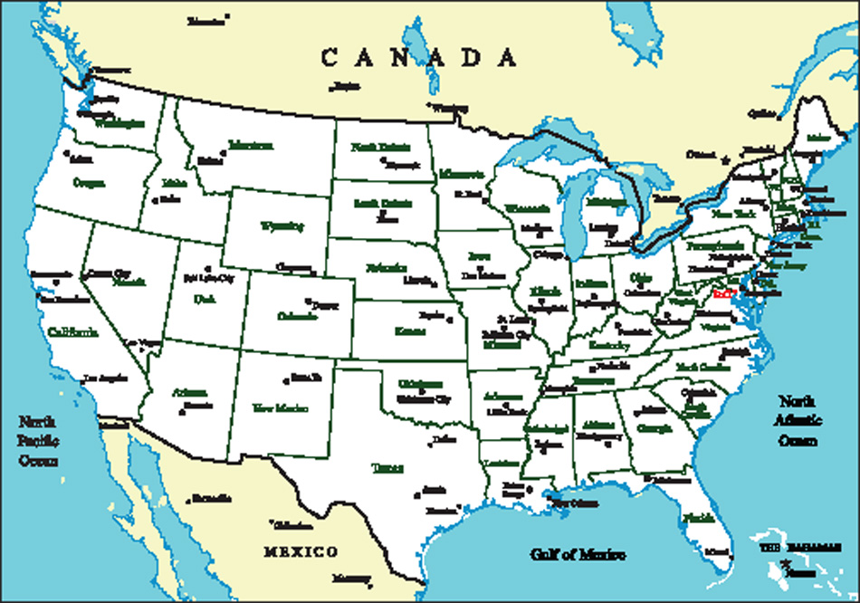 Usa States With Capitals And Main Cities