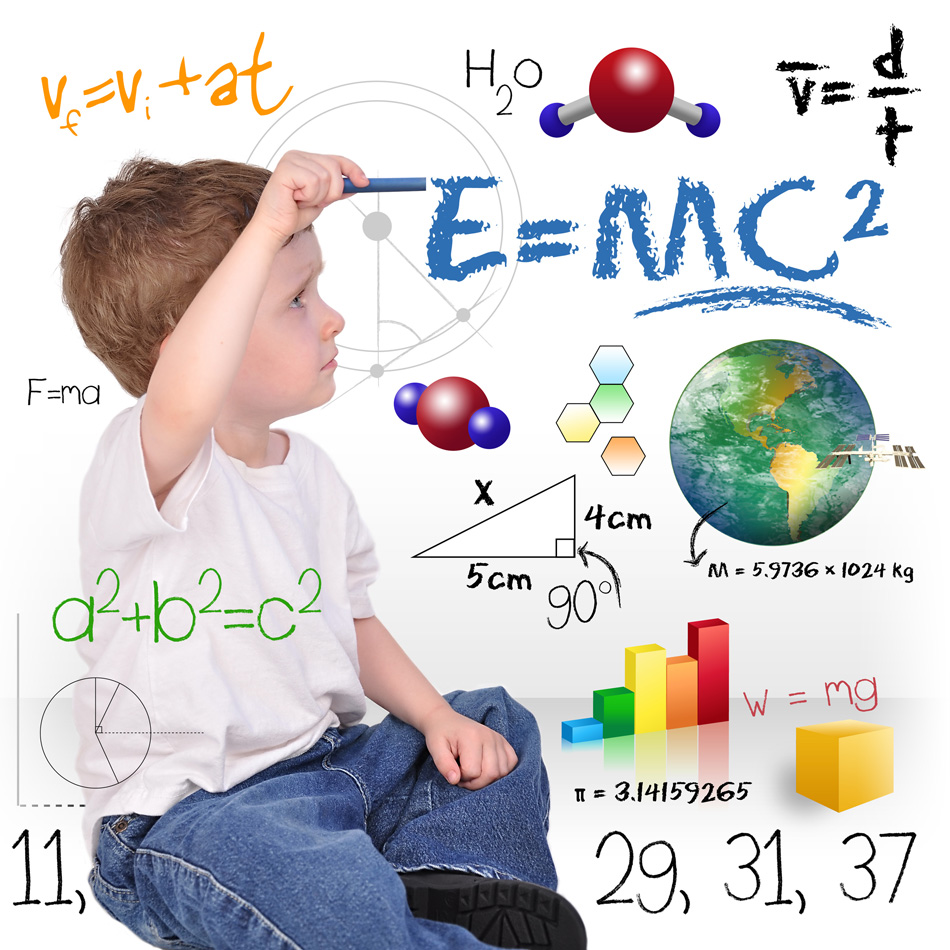 Young Math Science Boy Genius Writing