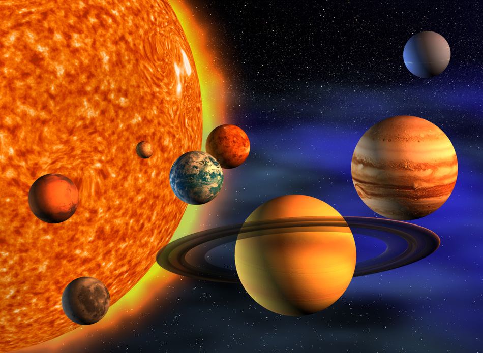 Planets In Solar System - 3D Render Illustration