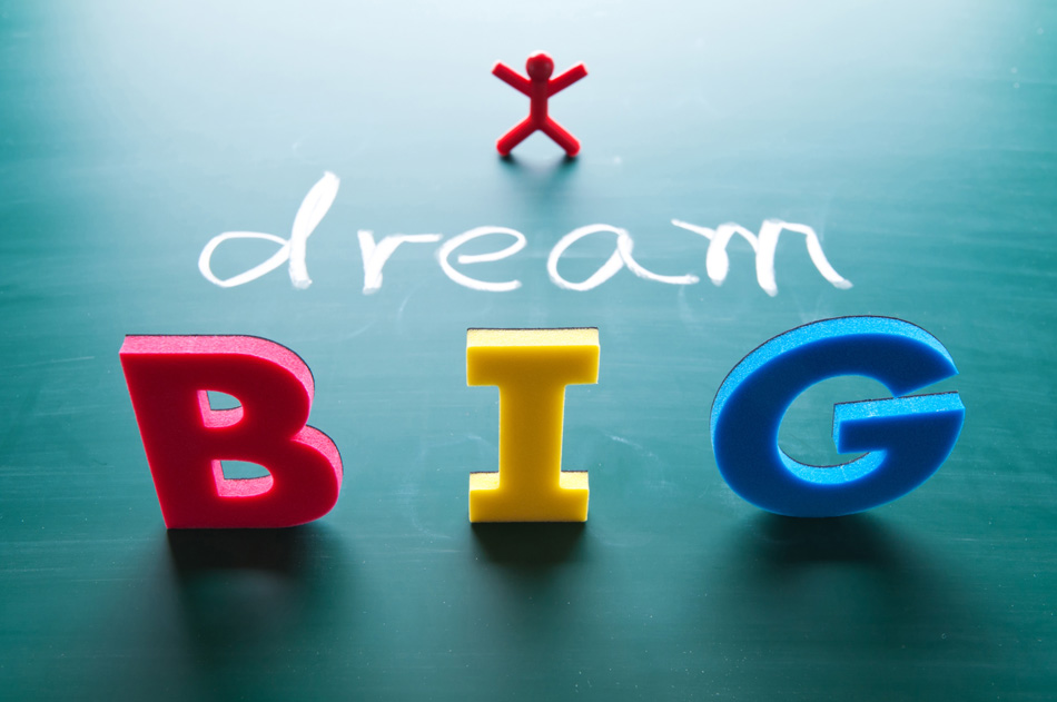 Dream Big Words On Blackboard With Colorful Alphabets