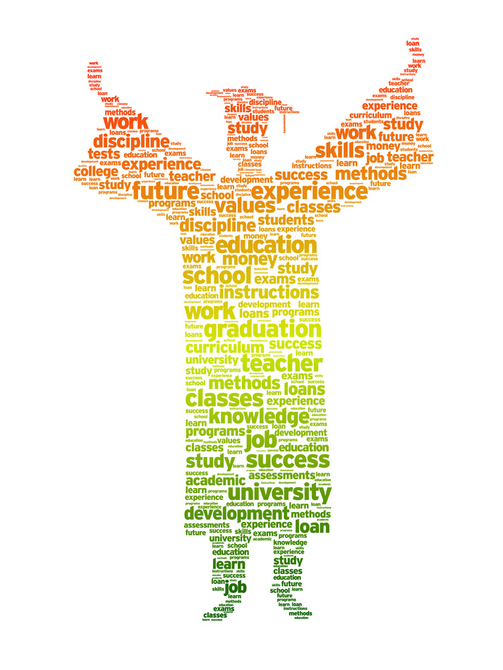 Word Silhouette Of A Graduation Student