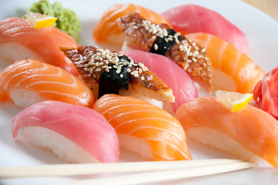 Sushi Set On A Plate - Close - Up - Studio Shot