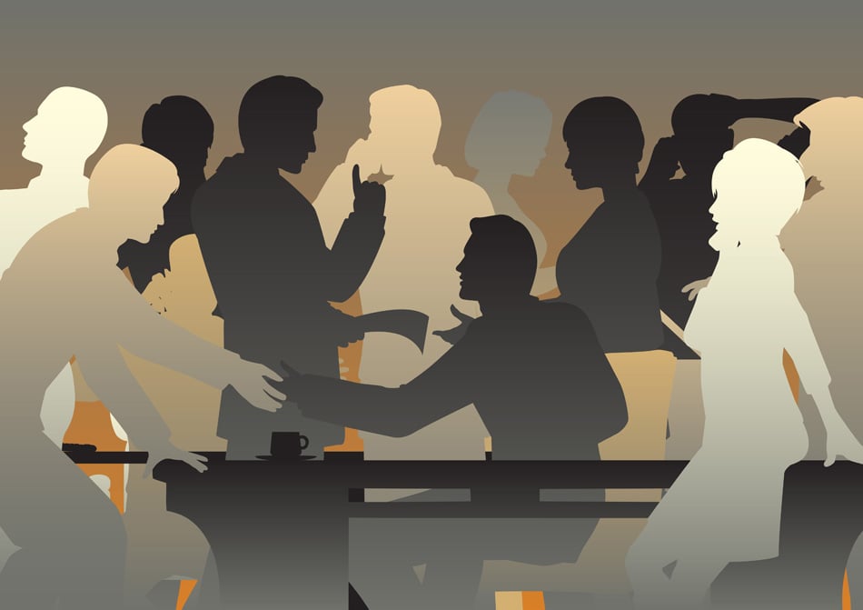 Illustrated Silhouettes Of People In A Meeting