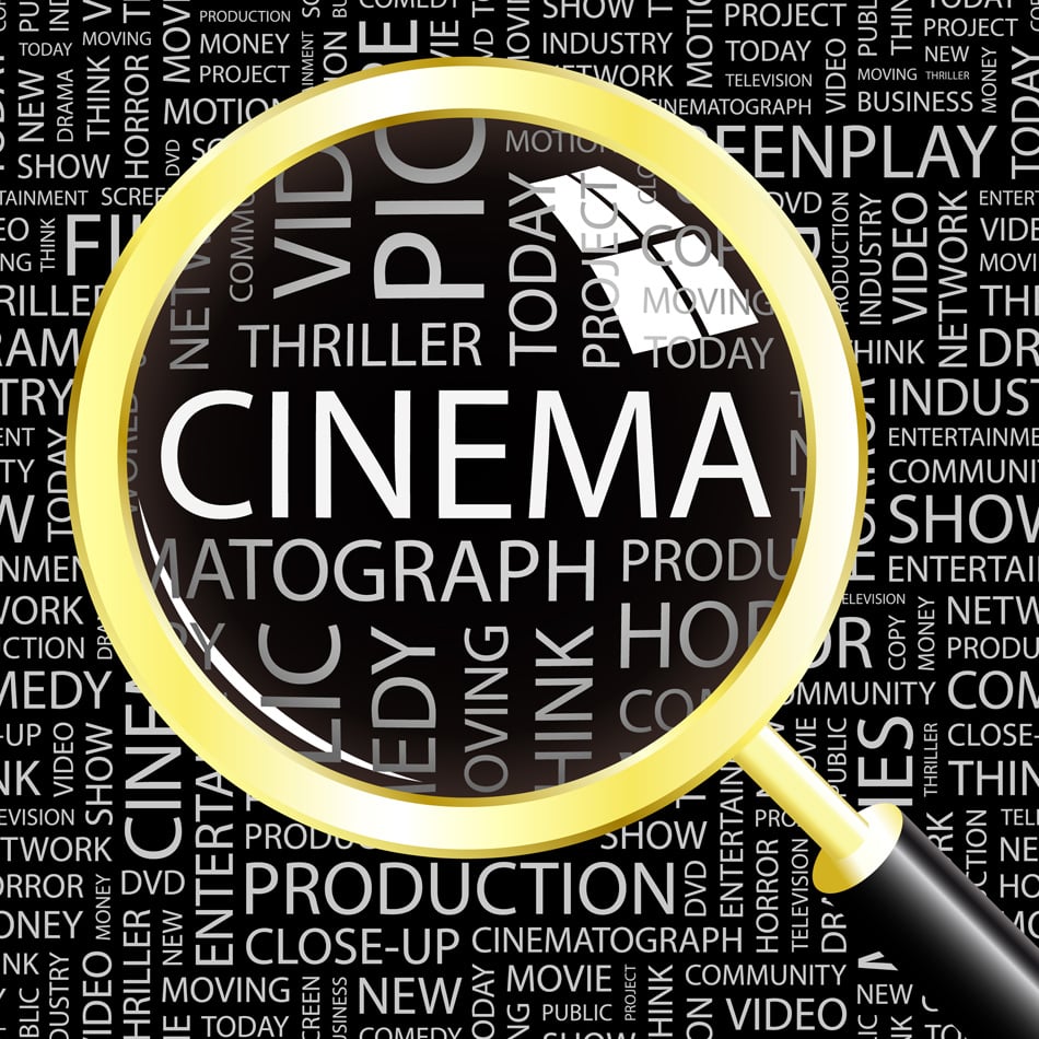 Cinema Tag Cloud And Magnifying Glass