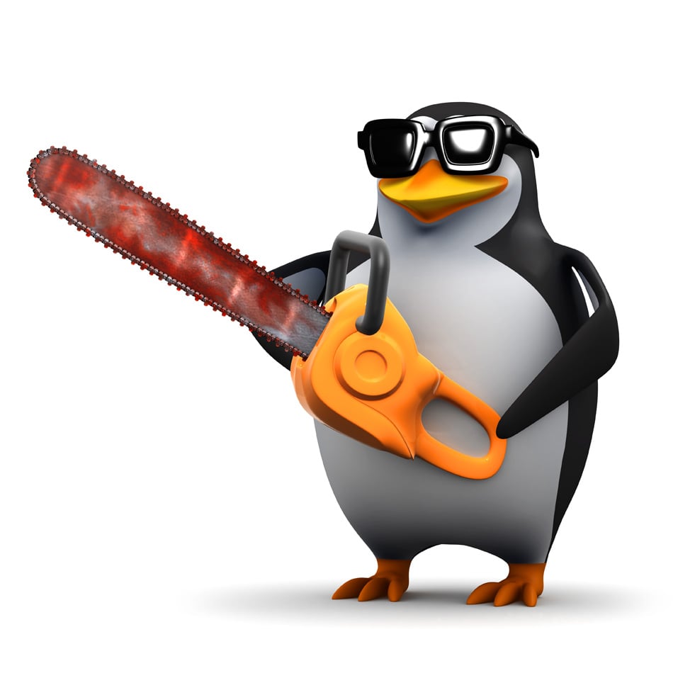 3D Penguin Has A Bloody Chainsaw - Run!