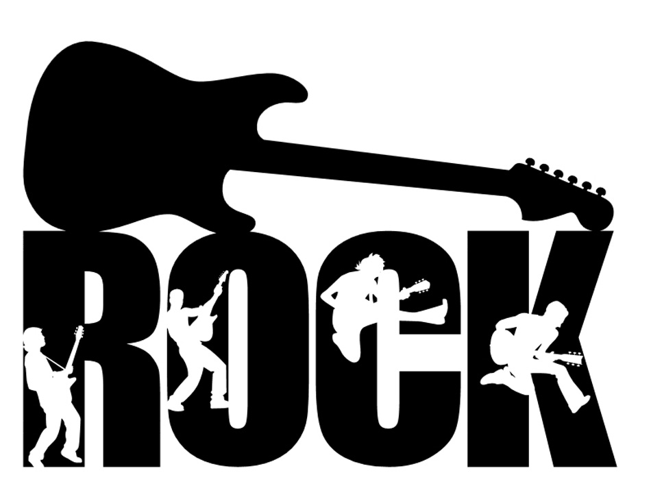 Rock Guitar Word With Guitar Silhouette