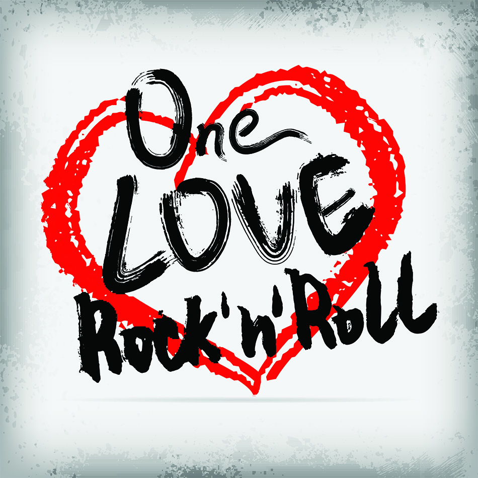 One love rock'n'roll poster handwritten design