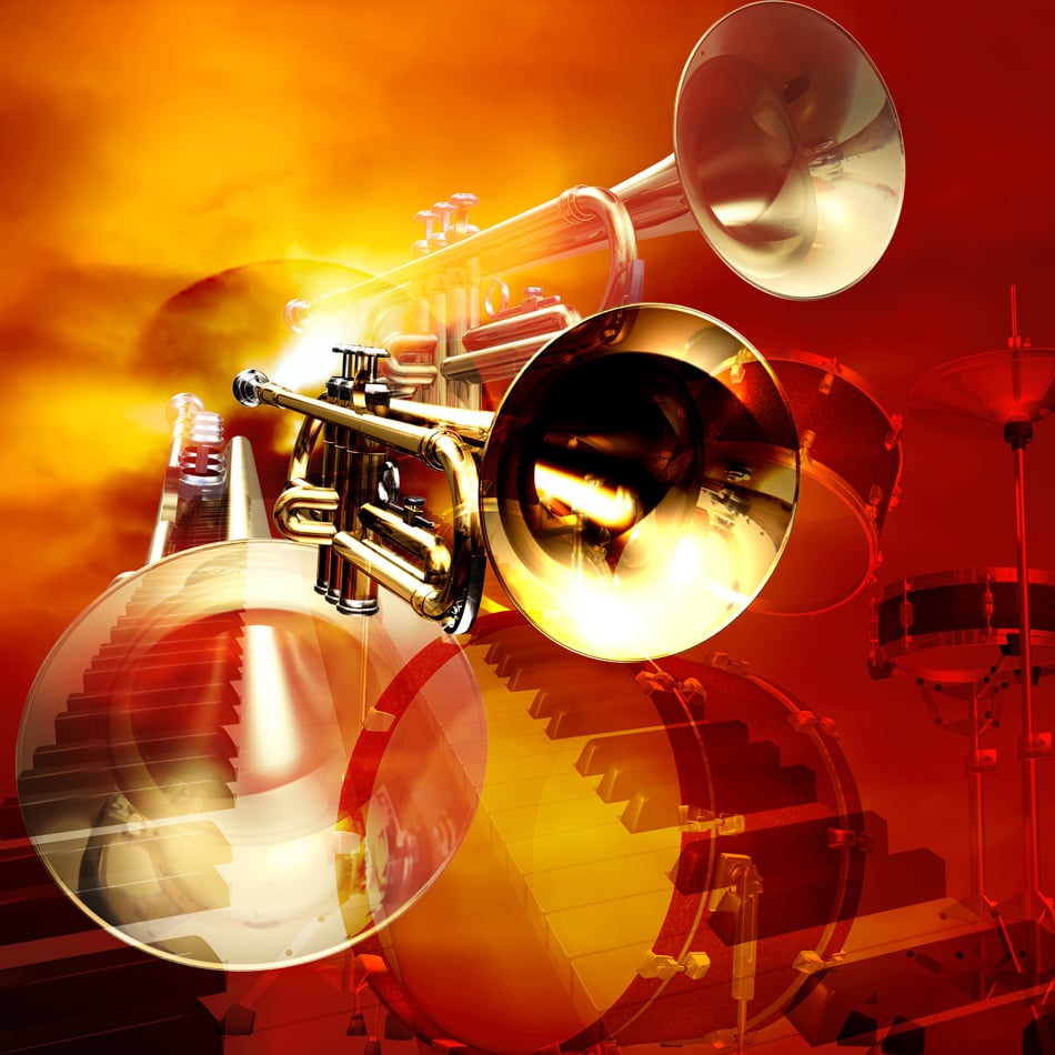 Abstract Jazz Rock Background Musical Instruments