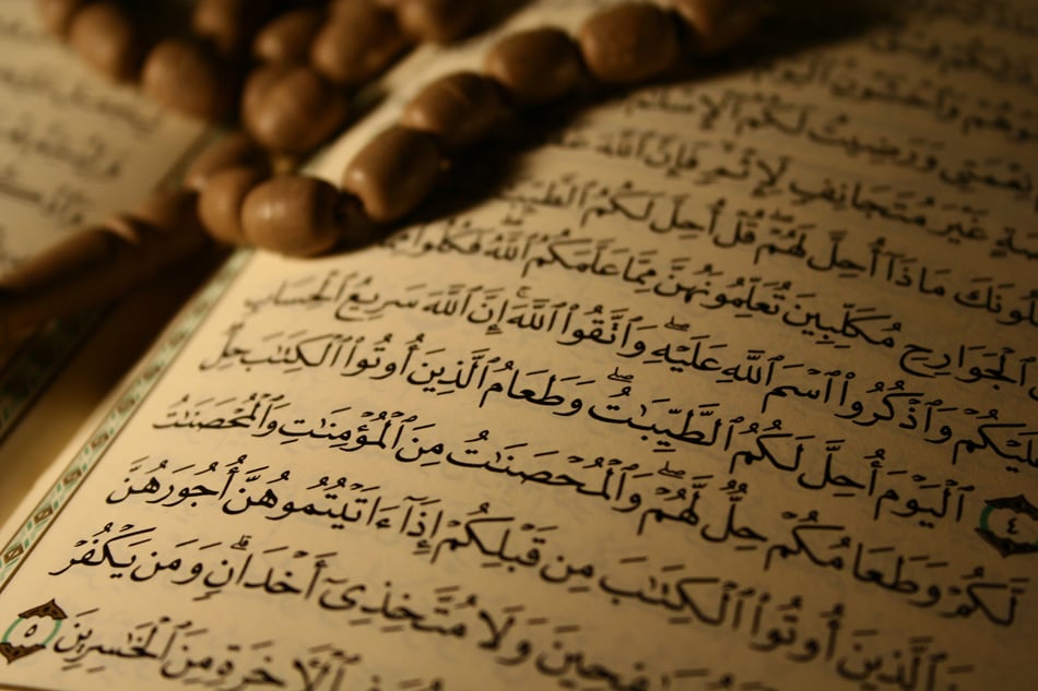 Pages Of Holy Koran And Rosary