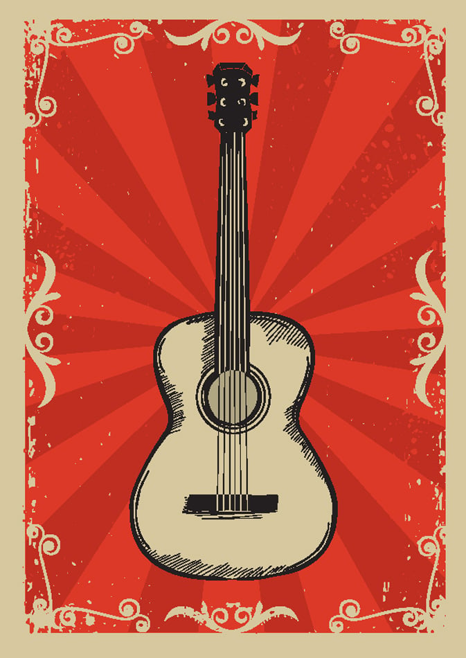 Guitar Music red background for text