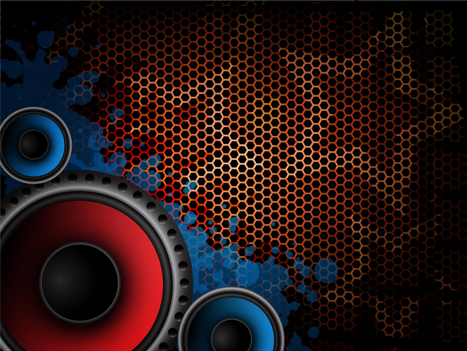 Red And Blue Speaker On Grunge Backdrop