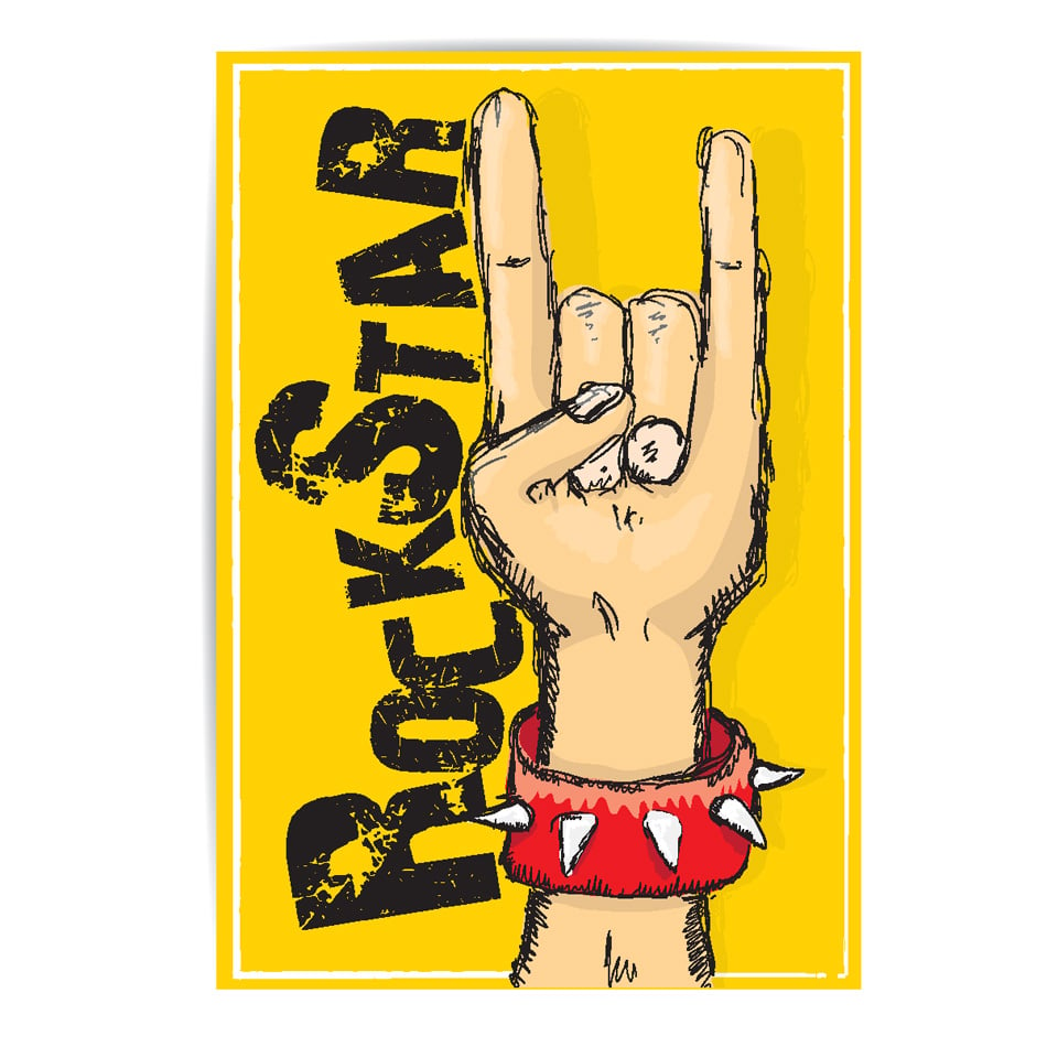 vector doodle hand sign rock n roll music on white rock n roll icon 1