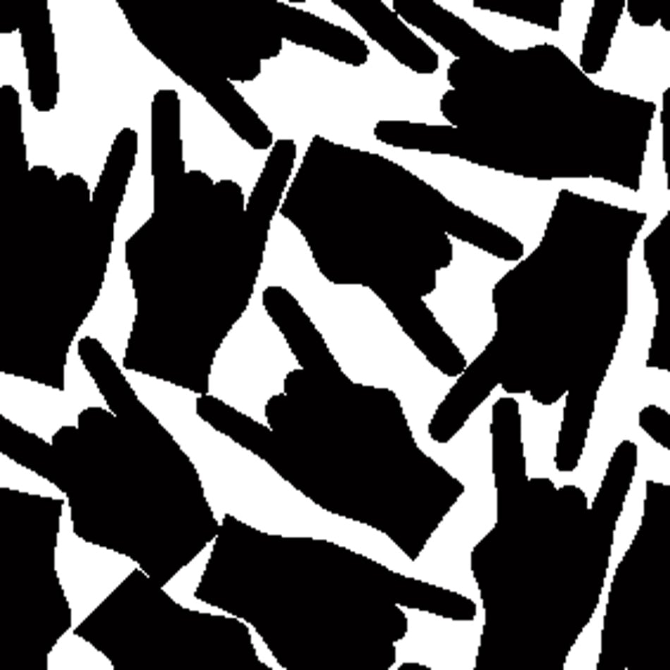 Rock hands seamless pattern rock metal rock and roll music style BW