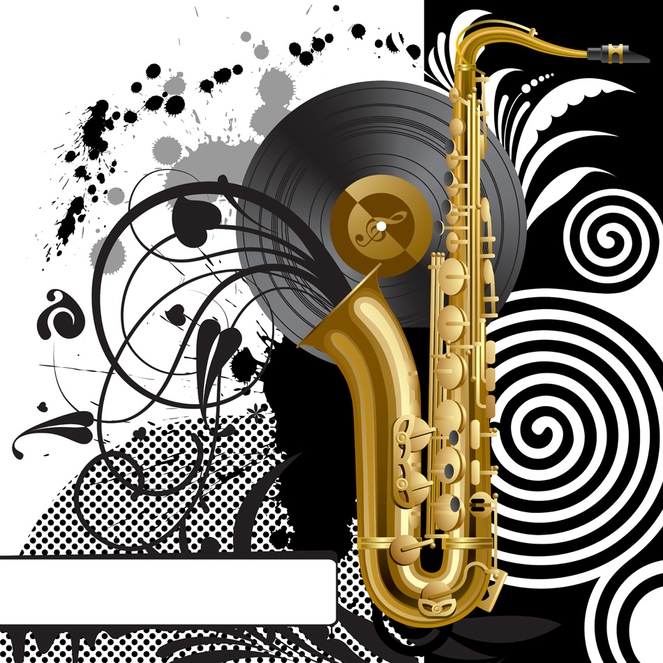 Black Background With A Saxophone