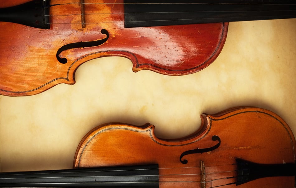 two old violin detail