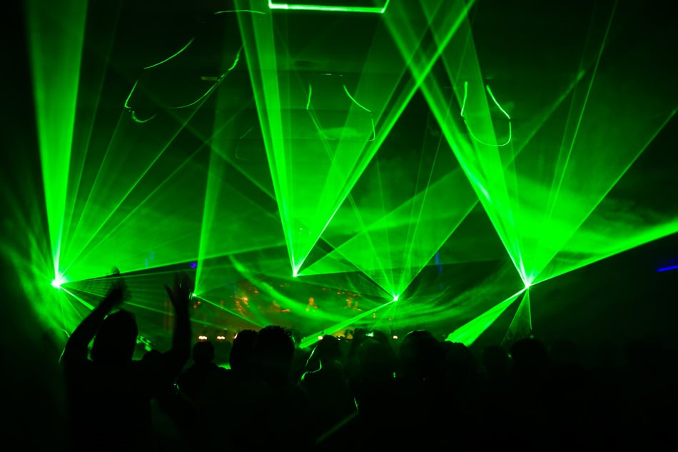 Bright Laser Show In The Crowd Of Merry Men 2