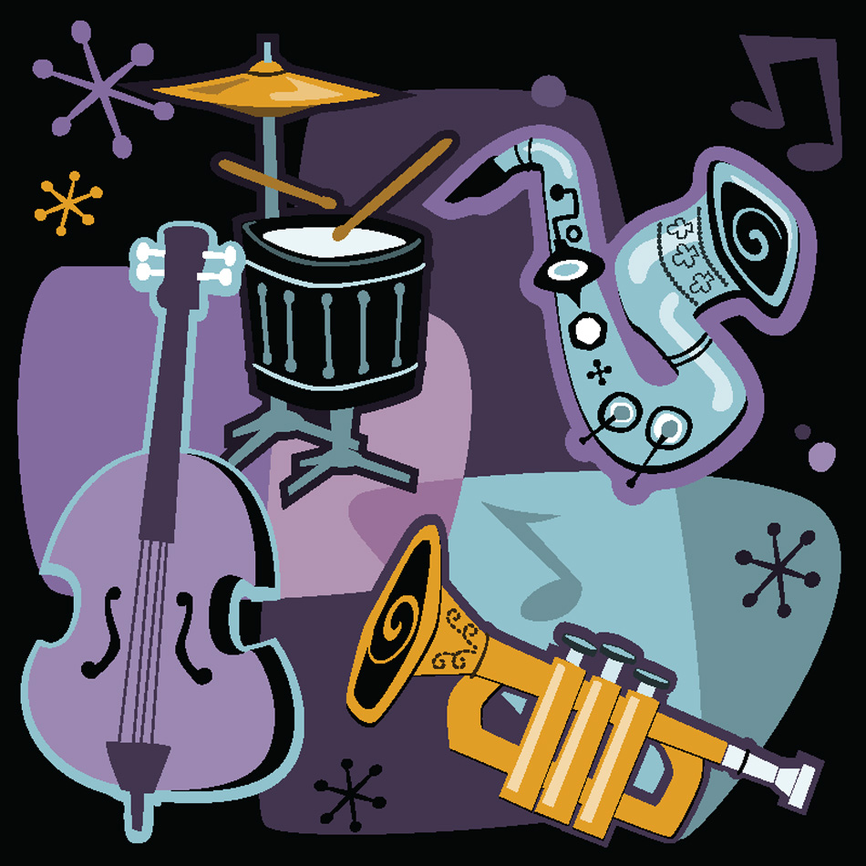 Retro Jazz Instruments Illustration