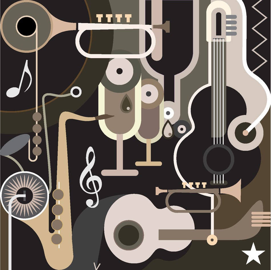 Music Background - color vector illustration Abstract collage