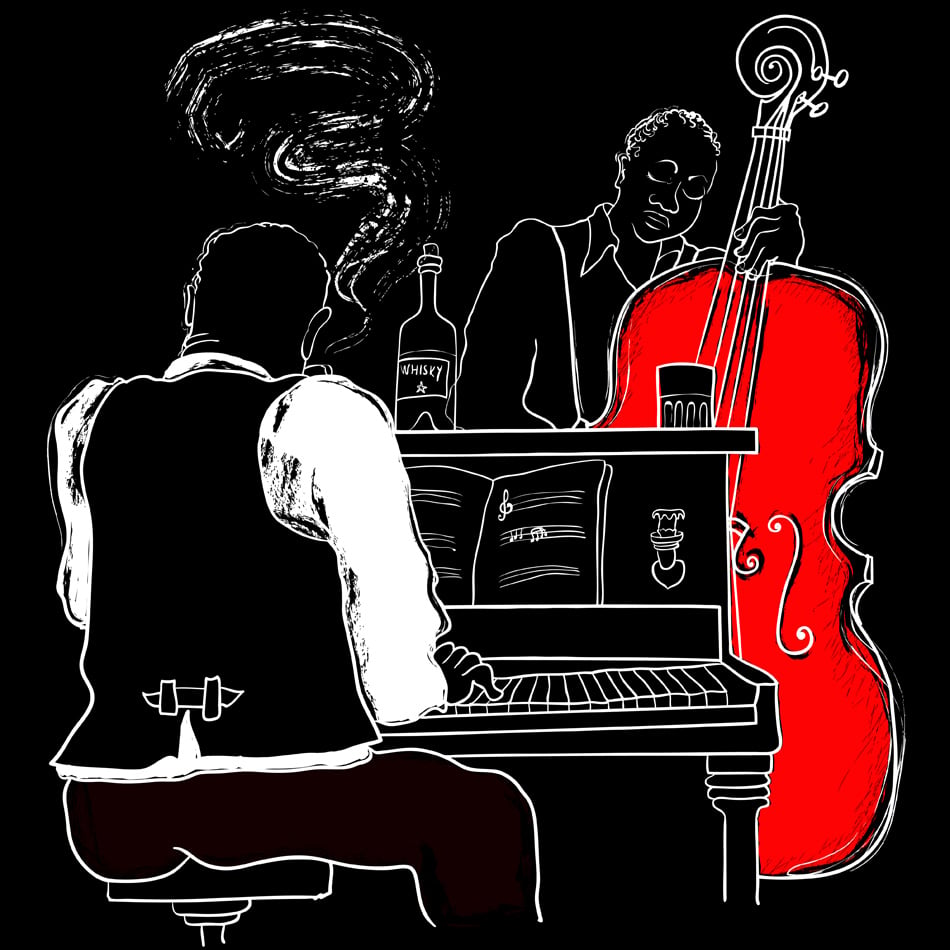 Illustration Of A Jazz Piano And Double Bass