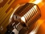 Digital illustration of steel microphone in colour background 3