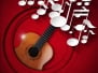 Acoustic Guitar and Note Background - Red Velvet - White and gray musical 
notes