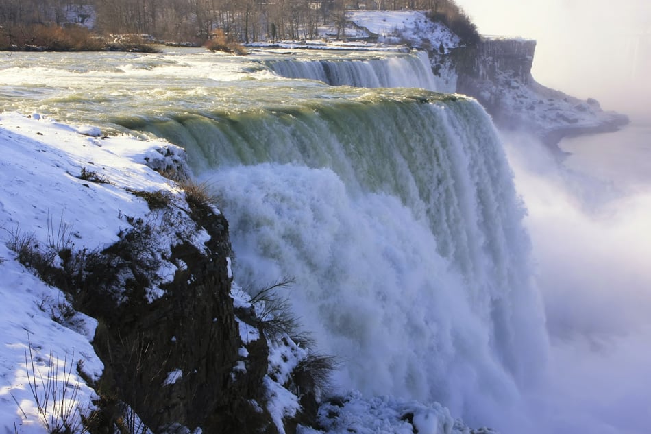 Close up of Niagara Falls in winter New York USA