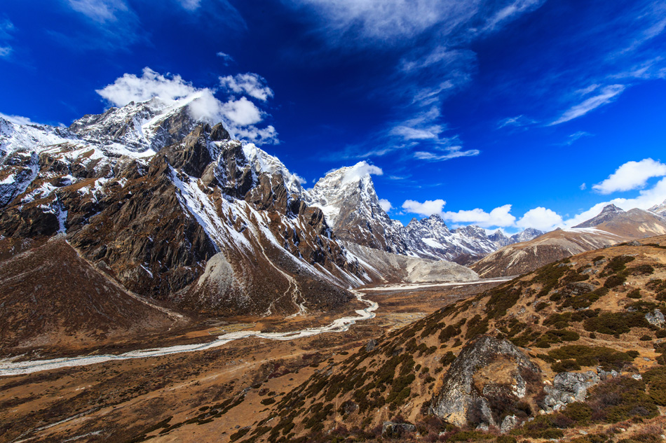 Beautiful alpine scenery in the Himalayas