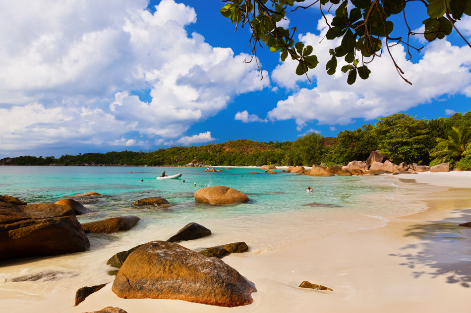 Beach Anse Lazio at island Praslin Seychelles